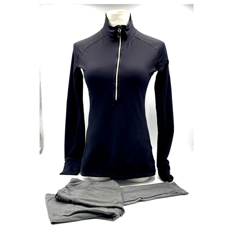 Danskin Gray Yoga Leggings & Graced by Grit Black Zip Up Work Out Top 2 PC SZ SM